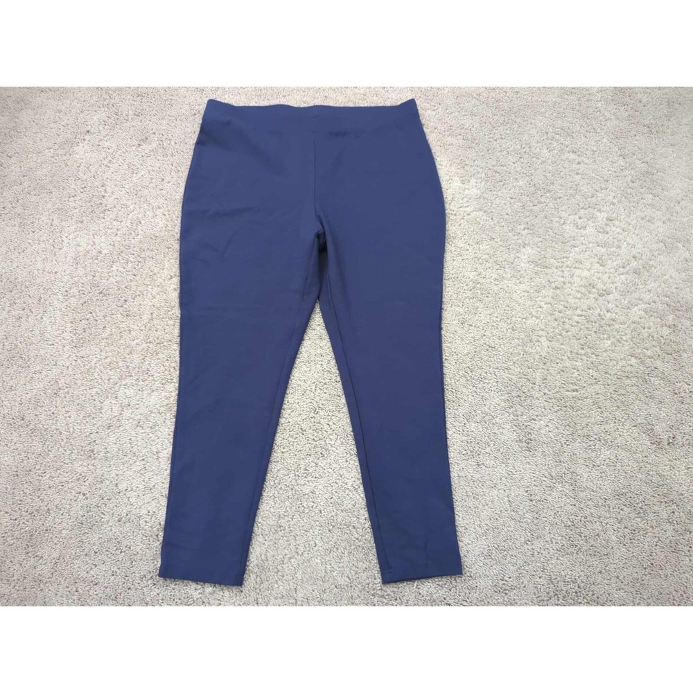 Chico's Pull On Leggings Womens 3R Blue Cropped Stretch Mid Rise Workout Casual